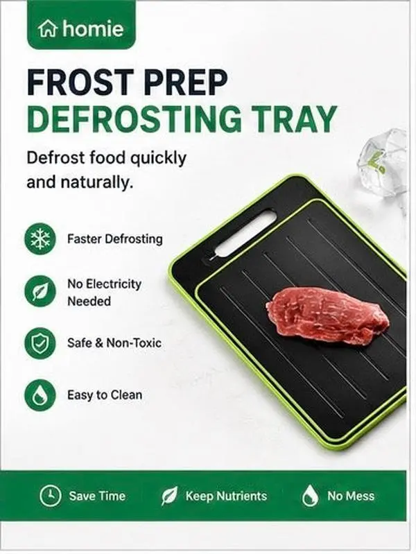 Homie FrostPrep Reversible Defrost Board - Kitchen Aluminum Chopping Board with Knife Sharpener, Lightweight Fast Natural Meat Thawing Tray