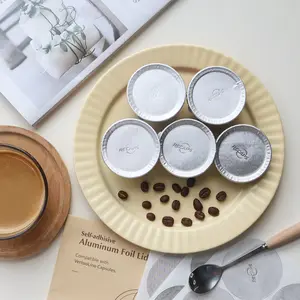reusable nespresso RECAPS Coffeeware Aluminum Foils Lids Seals to Reuse Coffee Pods Reusable Coffee Filter Refillable Filter Eco-friendly Economize Compatible with Nespresso VertuoLine Vertuo Only 100 Pcs 62mm