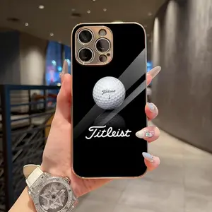 Fashion T-TitleistS Design Phone Case For iPhone 12 13 14 15 16 17 Pro Max Plus | Electroplated Metal Frame Phone Case | Slim Tempered Glass Back Panel | Shockproof Anti-Fingerprint Scratch-Resistant Protective Cover with Luxury Minimalist Look