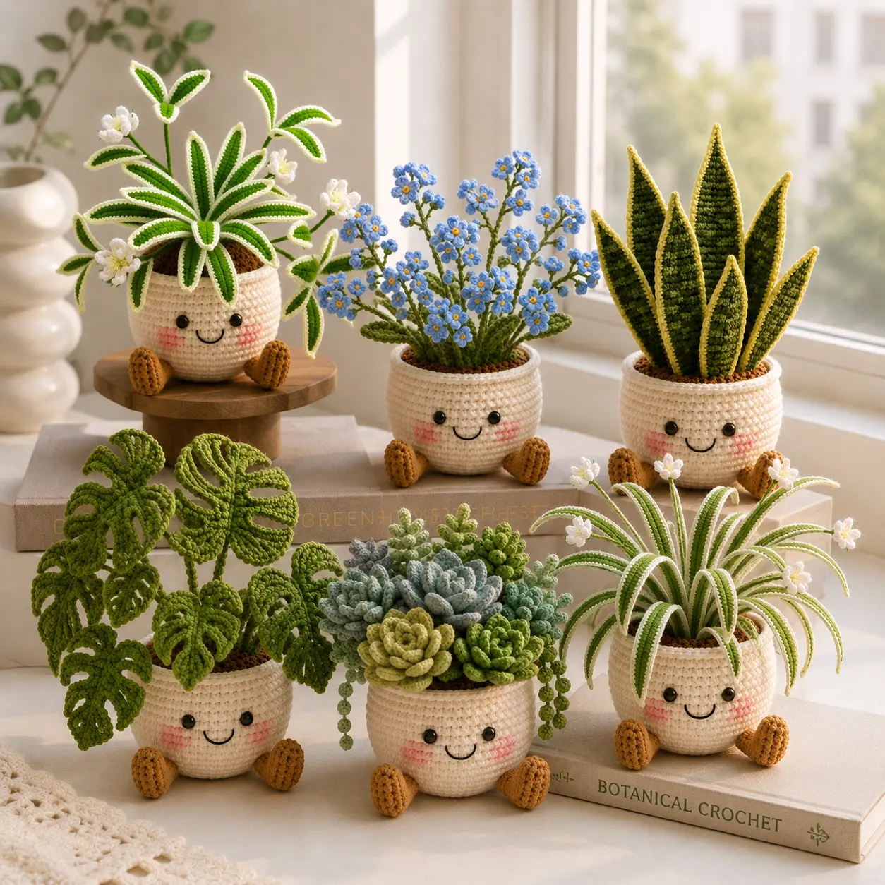 Handmade Crochet Plant in Cute Pot – Crochet Flowers, Desk Decor, Mother’s Day, Birthday, Friendship & Anniversary Gift