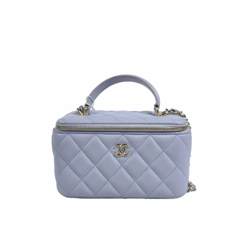 Pre-owned CHANEL leather Shoulder Bags vanity case purple shoulder lambskin bag