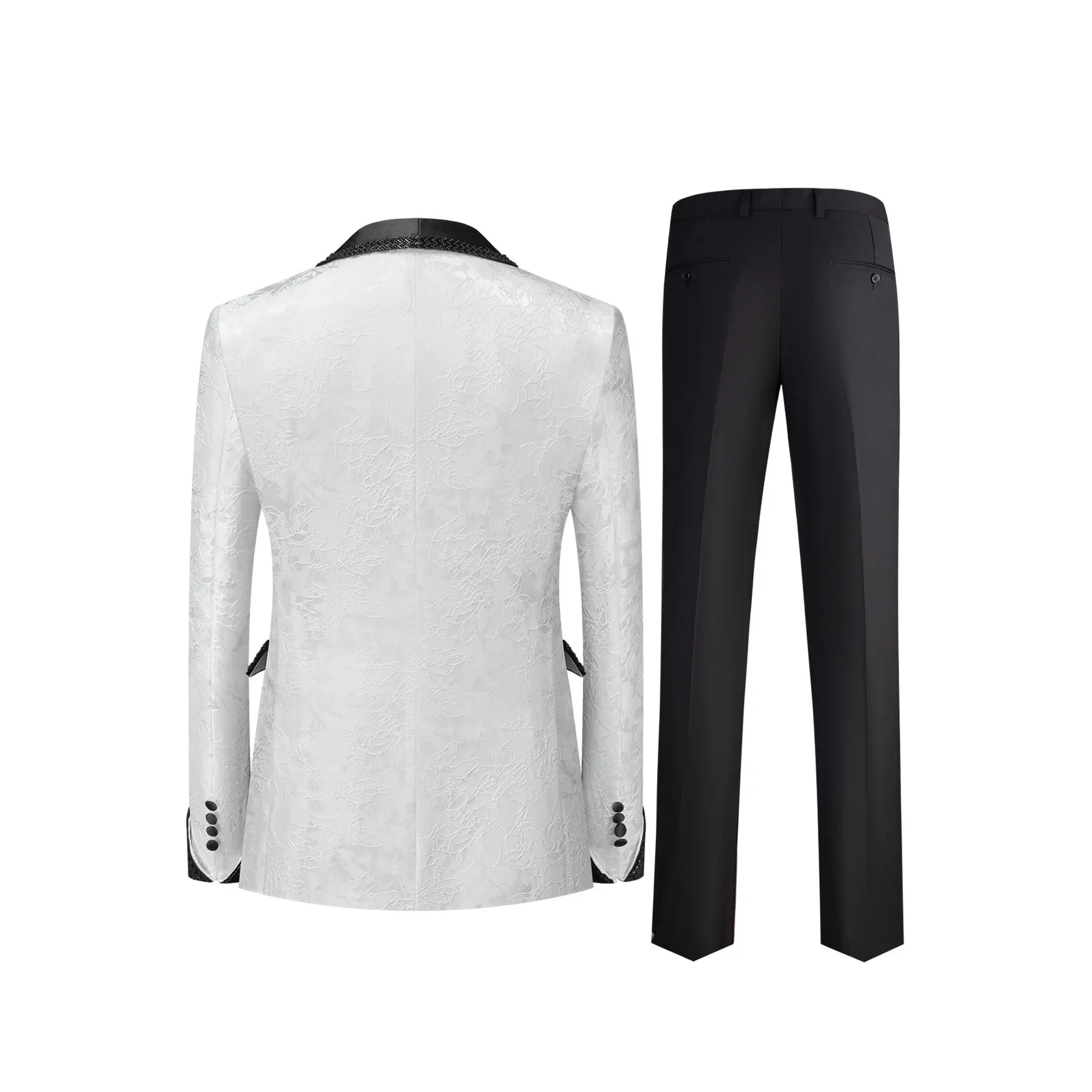 black and white formal dress mens Hisdern Men's Black White Splicing Dress Shirt For Office Wear XL main image 1
