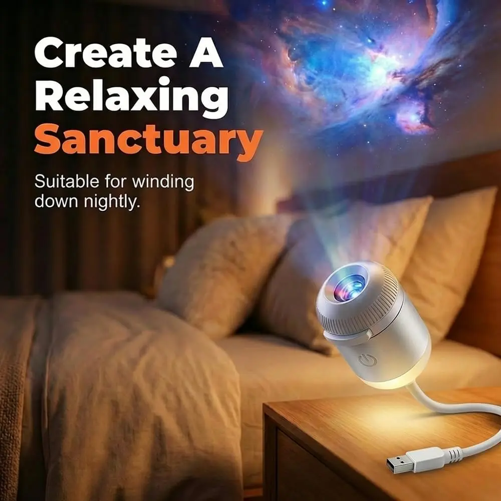 Galaxy Projector 2-in-1 Starry Sky Projector & Night Light USB Galaxy Projector Night Light for Bedroom Hallway Ceiling Decor (1 Light+3 Pcs)