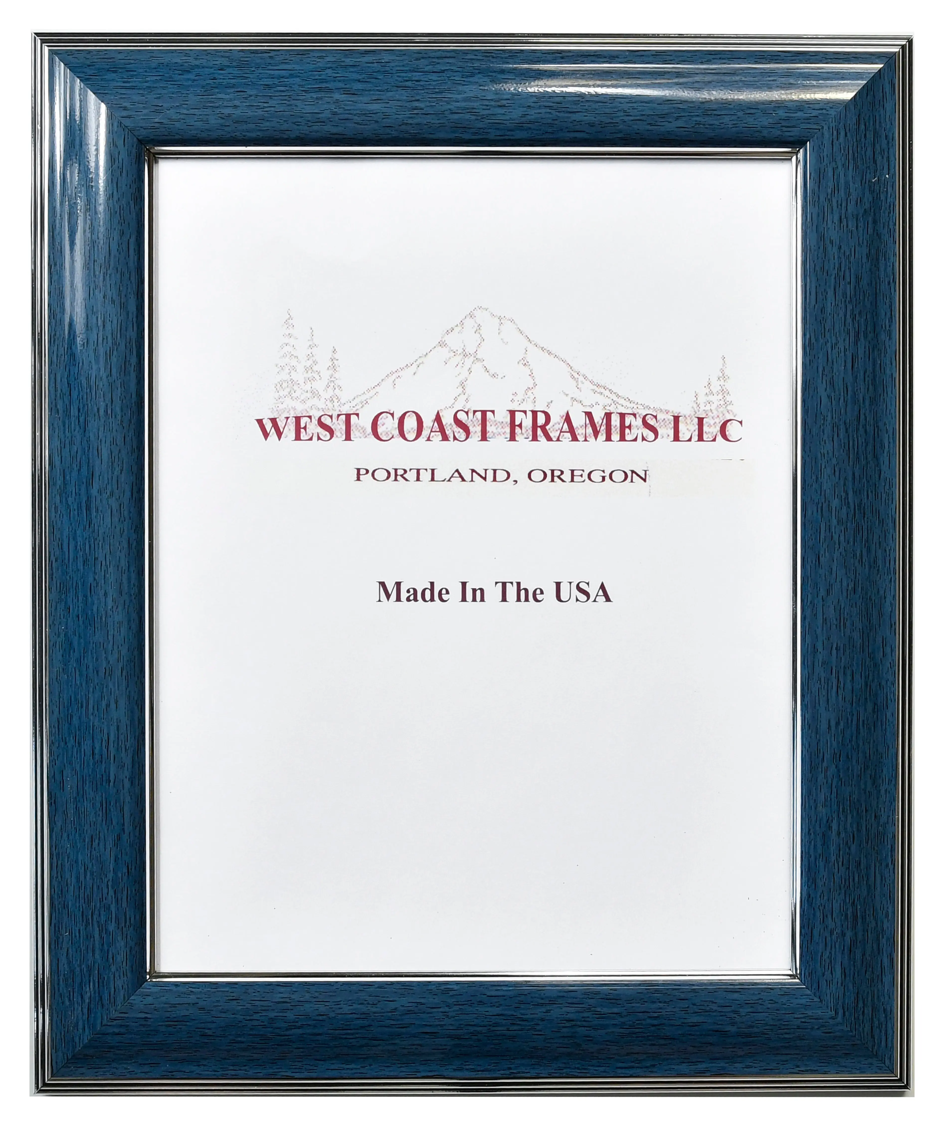 55446 Traditional Glossy Blue with Silver Stripes Picture Frame - 1-1/2" Moulding - Clear Glass