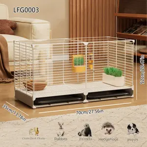 Panoramic Rabbit Cage with Toilet Tray, Home Use for Dutch Pig Hedgehog Squirrel Small Dogs Chickens Ducks, Anti-Spray Urine Bunny Hutch, Rabbit Playpen