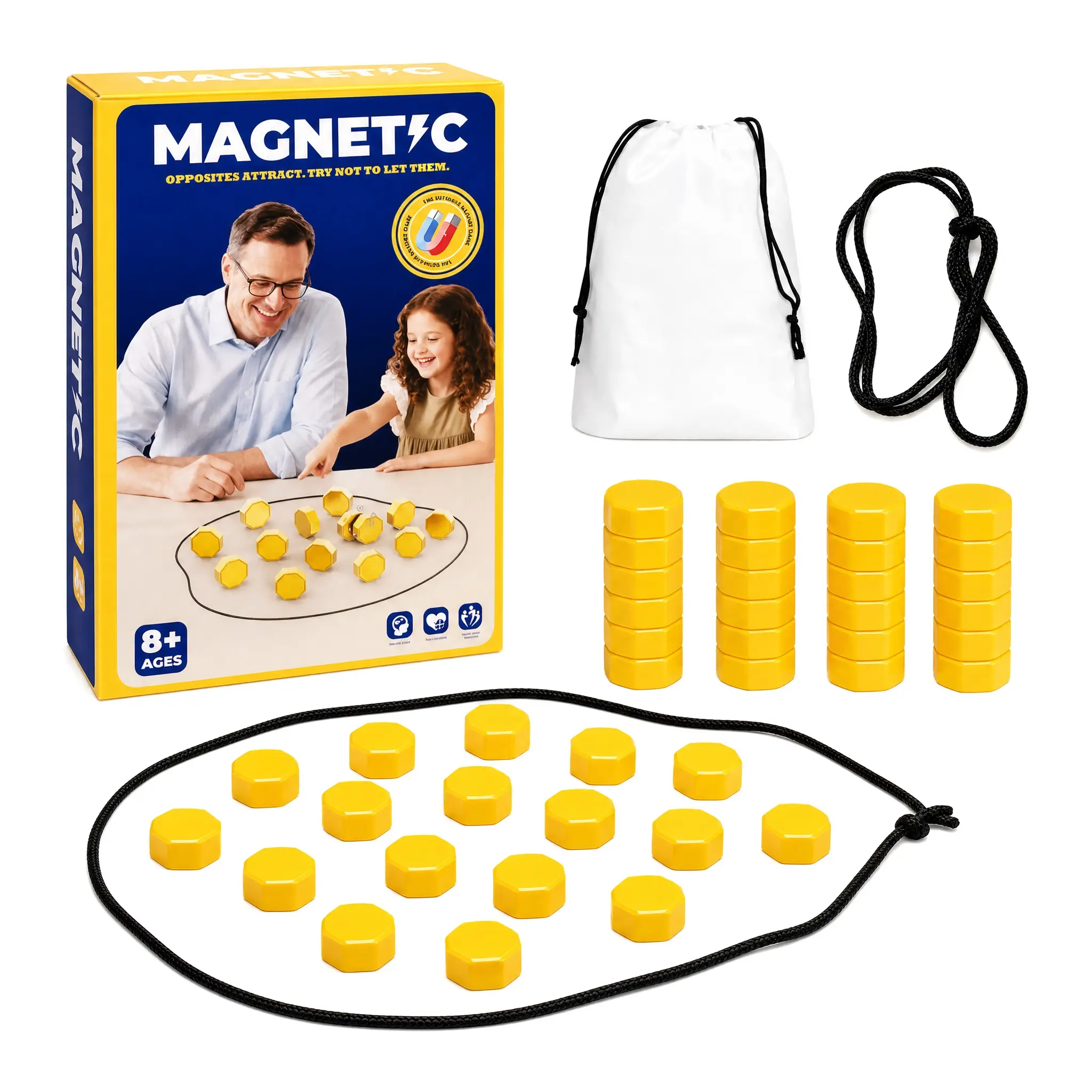 Exciting Magnetic Game For Family Game Night, Great Fun Games For Kids, Includes 1 Rope, 20 Magnets, And Instructions
