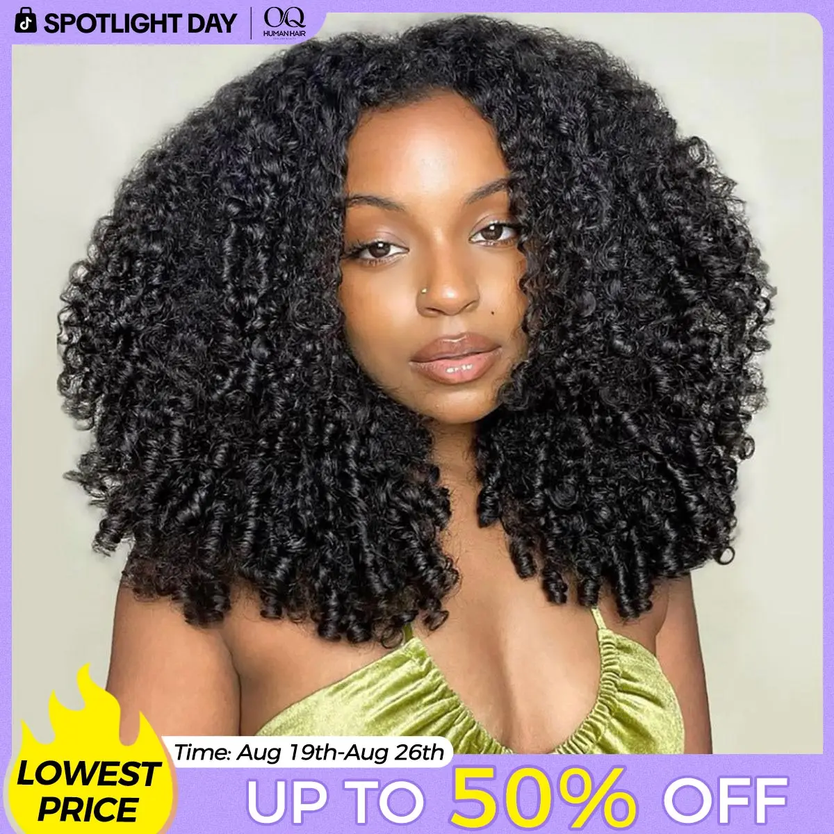 OQ HAIR Burmese Curly Wear Go Half Wig Seamless Water Wave Flip Over Wig 3 IN 1 Wear Go Glueless Human Hair Wigs With Drawstring Invisible Hairline for Beginner Friendly Vacation Hair Wigs #SohoChic #TikTokShopBackToSchool