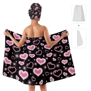 2 piece Soft Wrap Towel Bath Robe After Shower Female Plush Long for Women Lightweight Spa Body Wrap Shower Wrap Robe Adjustable Closure Bathrobe with Pocket Super Absorbent to Quick Drying Hair and Body Hair Turban Towel