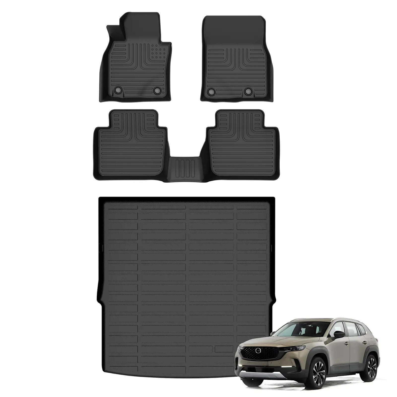 KELCSEECS For Mazda CX-50 2023-2026 (Not for Hybrid) Floor Mats & Cargo Liners, Custom Fit All-Seasons TPE ,Non-Slip, Waterproof, Easy Clean, Eco-Friendly, Safe, Durable, 3D Laser Scanned Front-Rear Row & Trunk Accessories