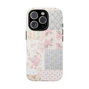 Blushing Quilt Phone Case, Coquette Phone Case, Collage Phone Case - Case for iP 8, X, 11, 12, 13, 14, 15, 16