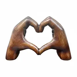 Modern Wood Heart Hands Sculpture - Artistic, Lightweight, Smooth Home Decor Ornaments, Living Room Table Statue, Mother's Day Gift for Women (Mom, Girlfriend) with Summervibes Chill Accessories