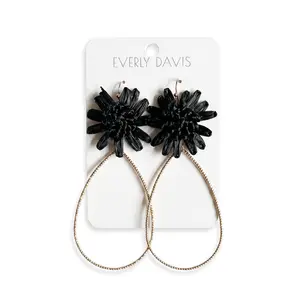 Raffia Flower Teardrop Earrings