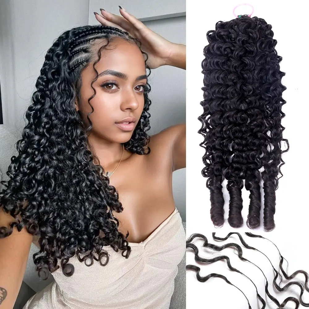 Mylockme Hair Burmese Curly Crochet Feather Human Hair For Miracle Knots Boho Braids Kinky Curly Hair Pre-Separated 50g/Pack 4 to 5 Bundles Recommended for a Full Head