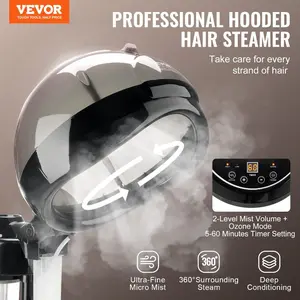 fathersdaygift VEVOR Professional Hair Steamer for Deep Conditioning, 11.81 - inch Hooded Ionic Hair Steamer with 2 Modes, Height - Adjustable Standing Hair Steamer with Timer, 5 Wheels (2 Lockable) for Salon Home SpaVEVOR Super Brand Day