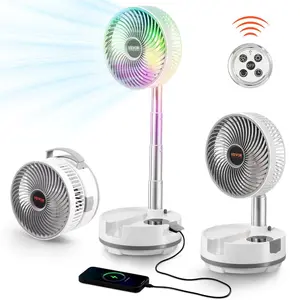 VEVOR 8 inch Portable Foldable Rechargeable Oscillating Fan, 3-in-1 Battery Operated with Remote Control, Quiet Desk/Table Pedestal Fan, 8 Speeds, 90-degree Auto Left/Right Rotation, for Home, Office, Outdoor