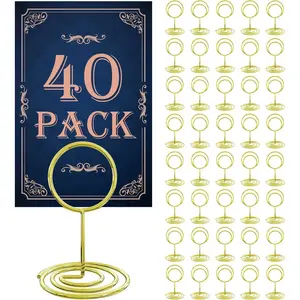 40PCS Table Number Holders, Place Cards Holder, Mini Food Labels Menu Holder, Photo Holders, Idea For Centerpieces, Wedding, Birthday, Party Decoration (Gold) (kt-009)