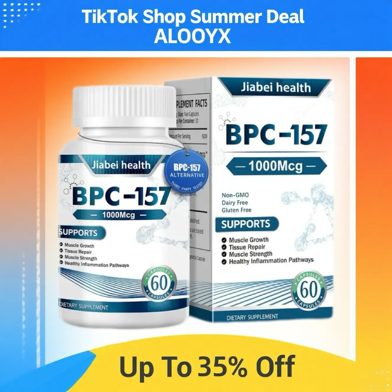 BPC-157 Peptide Capsules 1000 mg-Rapid Muscle & Gut Repair, Anti-Inflammatory Support,Tissue Regeneration |Non-GMO Gluten-Free | Gym Supplement Health