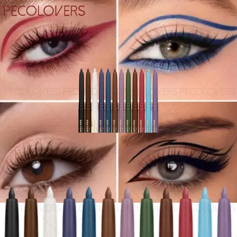 12pcs/set Colorful Eyeliner Pen, Waterproof, Highly Pigmented, Silky, Smooth, Rich in Color, Suitable for Christmas Makeup, Longwear Eyeliner, Eye Makeup Product, Eye Makeup Supplies