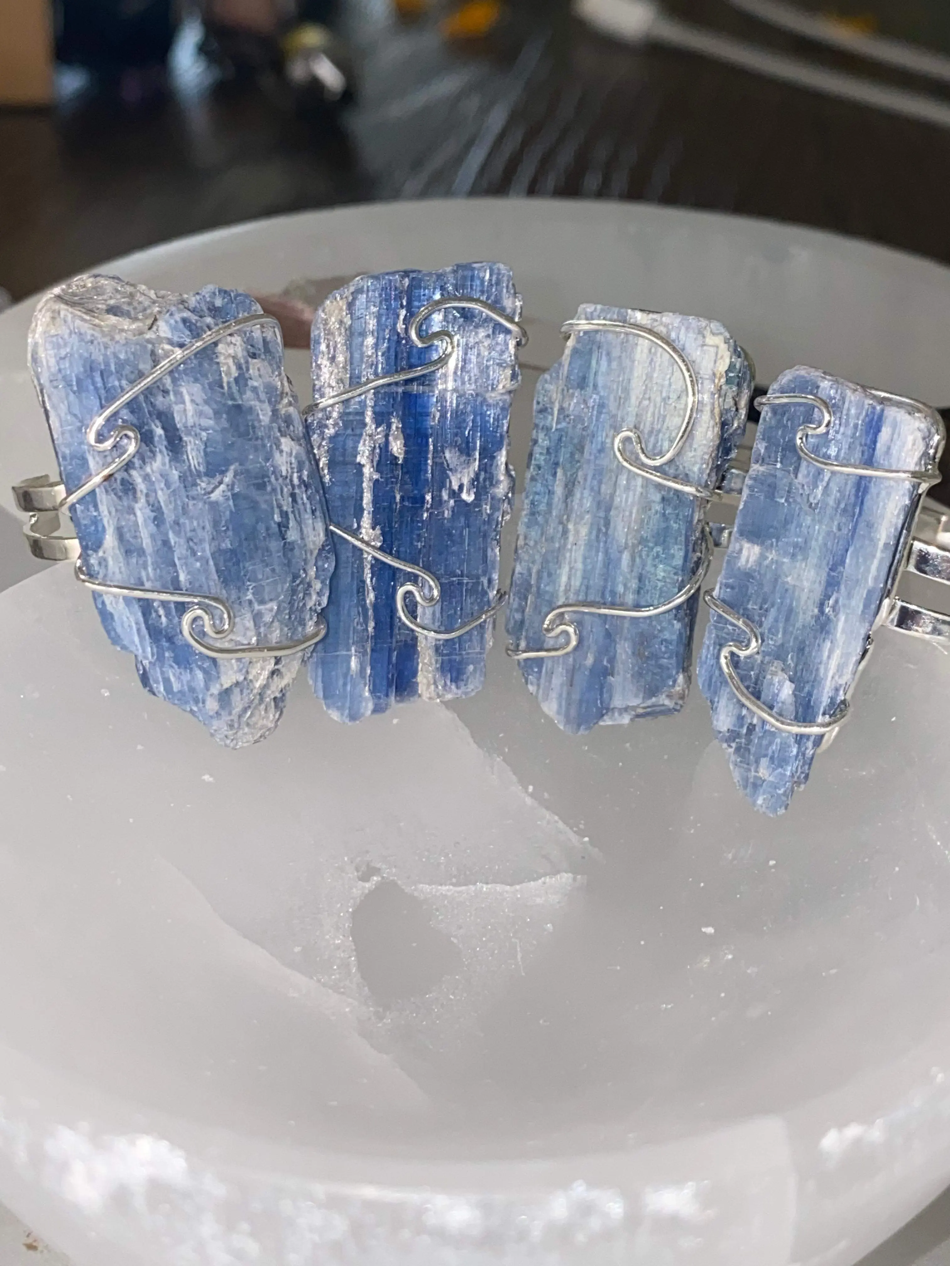 Blue Kyanite Crystal Adjustable Ring