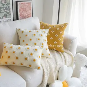 Nordic INS-Style Daisy Pillowcase, Sunflower Cushion for Living Room Sofa, Bed Back Pillow, Bay Window Cushion, Throw Pillow