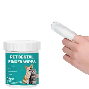 20/50 Pcs + 3 Teeth Cleaning Pens Disposable Pet Dental Finger Wipes - Dog & Cat Oral Care Finger Toothbrush