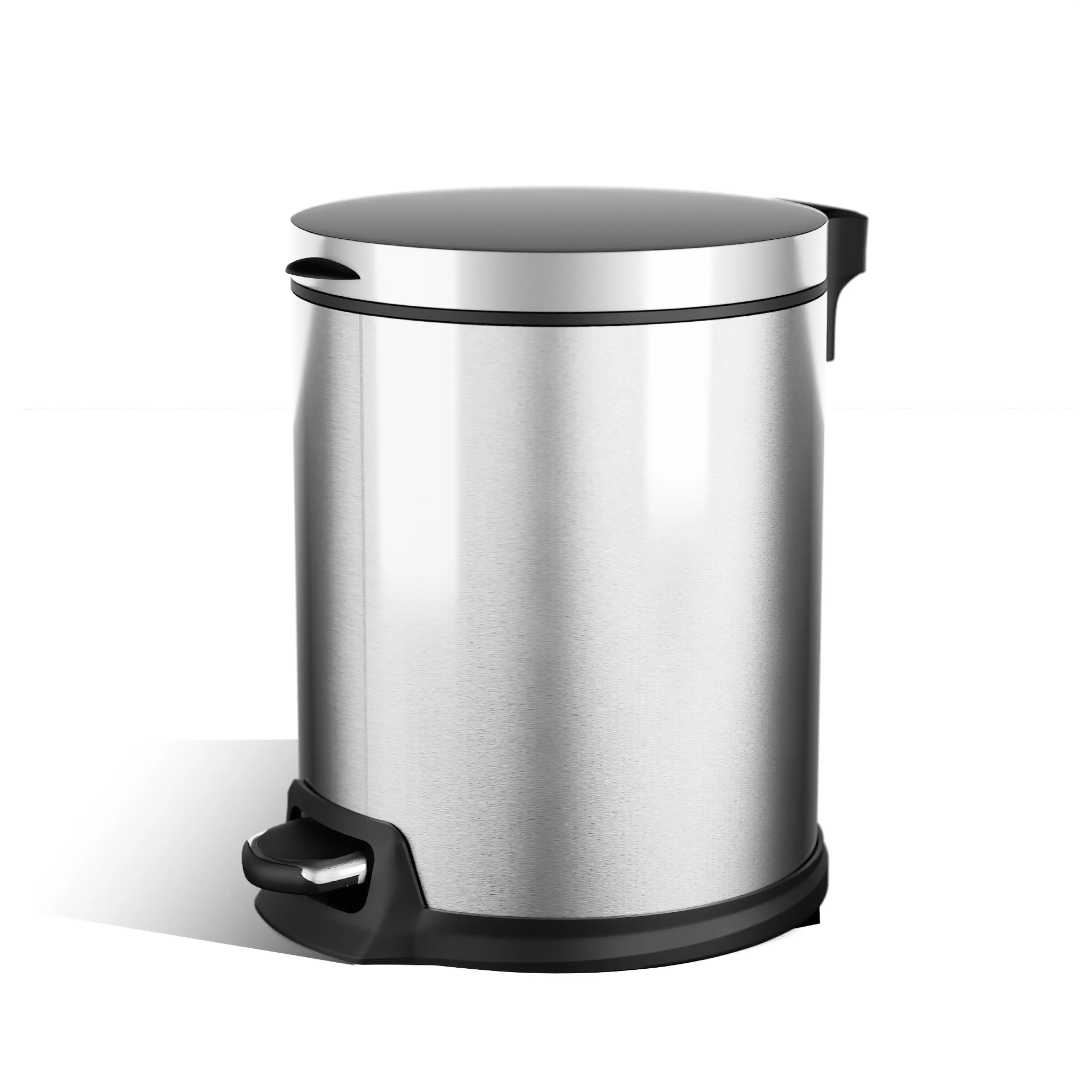 Home Zone Living 1.3-Gal Bathroom Trash Can with Soft-Close Lid and Compact Stainless Steel Design