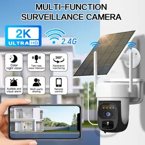 Solar Security Camera Outdoor Wireless, 2k Color Night Vision, Battery Powered Pir Motion Detection, WiFi Cameras for Home Surveillance, Outdoor Cctv, Monitoring, Remote