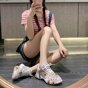 Women's Thick Sole Cushioned Shoes - Beige/Pink/Turquoise Shiny Lace-Up Shoes, Synthetic Leather Upper with Non-Slip Rubber Outsole, Suitable for Daily, Party, and Formal Occasions, All-Season Comfort Shoes