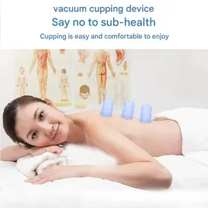 4-Piece Silicone Cupping Set, Vacuum Moisture Absorption, Facial & Back Massage Kit, Manual Press Relaxing Cups, Home & Beauty Salon Use