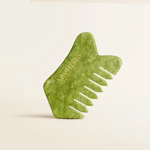 Gua Sha Hair Comb, Jade, Facial Massage Tool for Lymphatic Drainage, Scalp Massager for Hair Growth
