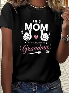 This T-Shirt Features a Design Celebrating a Mother'S Promotion to Grandmother, Perfect for Casual Wear in The Warmer Seasons