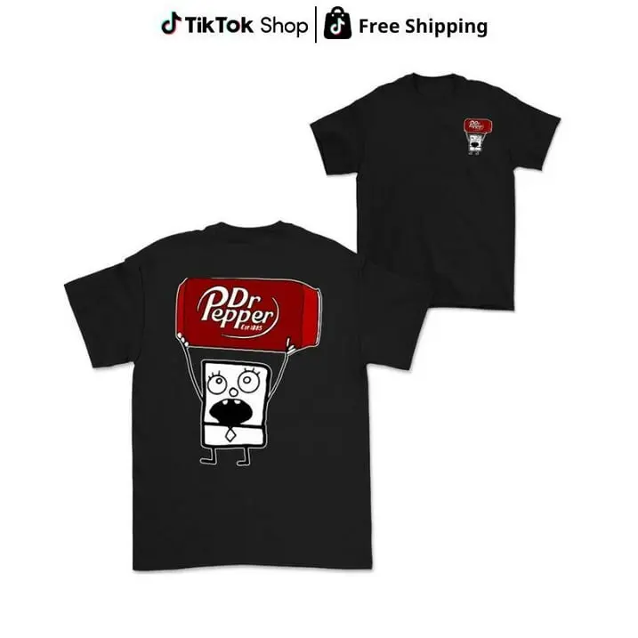 Dr Pepper Doodlebob . Doodlebob . Classic Cotton . Double Sided Graphic s for Men for Women Unisex Comfort Tee T Shirt