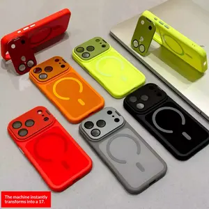 Magnetic Foldable Lens Stand Smartphone Case - Full-Body Shockproof Tech Accessory with Lens Protection, Customized Folding Accessory for iPhone 17 Pro, 16/15 Pro, 14, 13