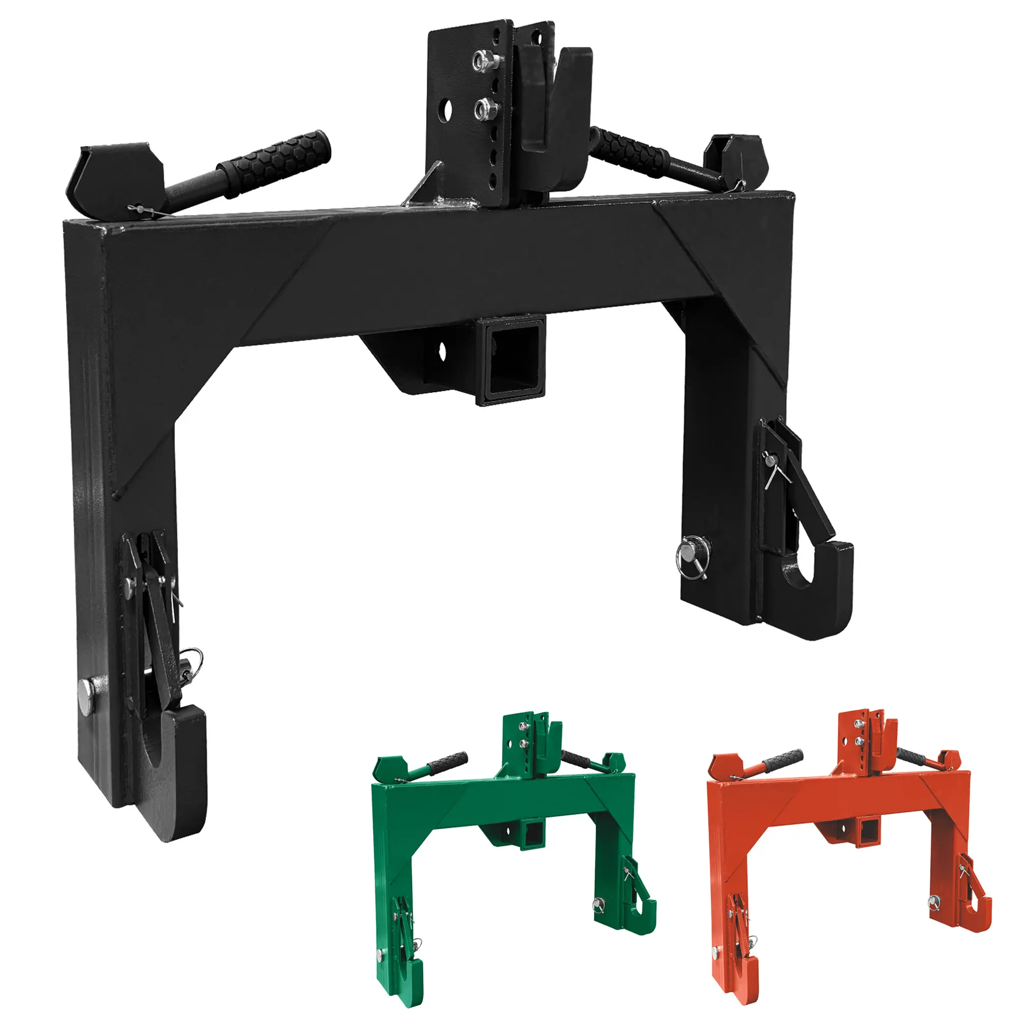 Heavy Duty Alloy Steel Tractor 3-Point Quick Hitch - Category 1 & 2 Compatibility, 2" Receiver, 5-Level Adjustable Bolts, 3000lbs Lift, 3pt & Trailer Use, Fast Tool Swaps, Farm Work Implements