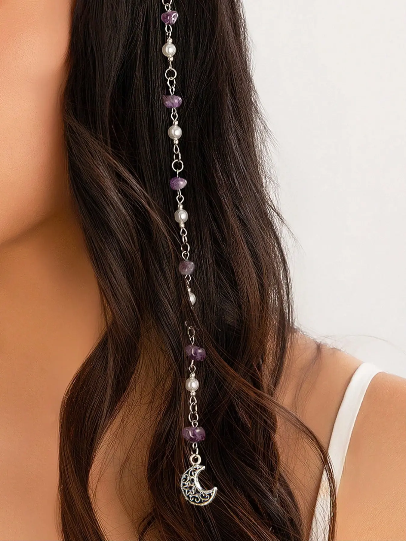 Bohemian Style Turquoise Crescent Hair Chain, Head Chain, Casual Fashion Accessory for Daily Wear & Party, Women's Jewelry for Holiday, Elegant Crown Design, Jewellery, Boho