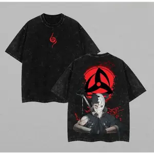 Limited Naruto - Uchiha Obito Anime Washed Tee Unisex Oversize Heavyweight Cotton T-shirt, Anime Wash Tee, Anime Lovers, Anime Tee, Anime Lovers Gift, Gift For Him, Gift For Her. SC9