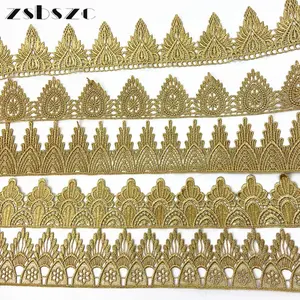 zsbszc1 yard gold lace silver lace trim embroidery crown lace sewing lace fabric islamic headscarf hair accessories JB