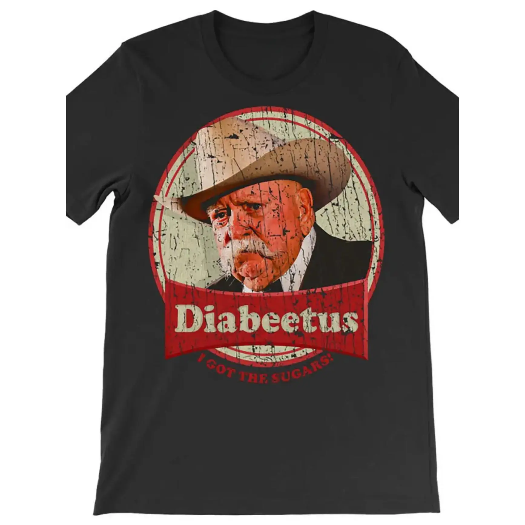 Unisex Classic Cotton Sports Top - Retro "Diabeetus" Funny Graphic Print, Soft Short-Sleeve, Round Neck, Comfortable Streetwear Clothes, Refer to Size Chart
