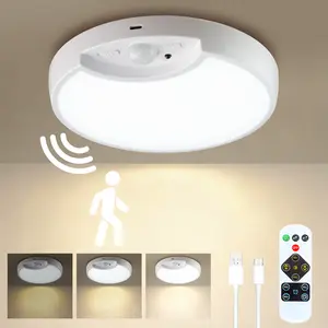 Rechargeable Motion Sensor Ceiling Light with Remote - Wireless Ceiling Light Battery Operated Dimmable LED Lights for Shower Pantry Shed Hallway Porch Garage Stairs