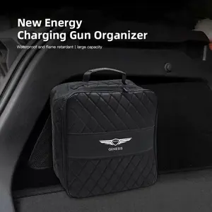 Car Charging Gun Leather Bag Storage Box Auto Accessories For Genesis G70 G80 G90 GV80 GV70 GV60 GV90 Neolun