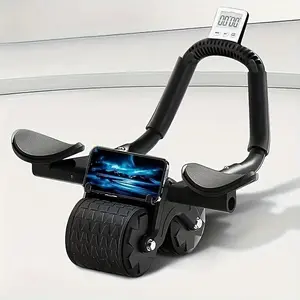 2025 Ab Roller Wheel with Automatic Rebound Timer & Knee Mat Elbow Support Core Trainer for Home Gym Abdominal Core Workout Equipment for Men and Women