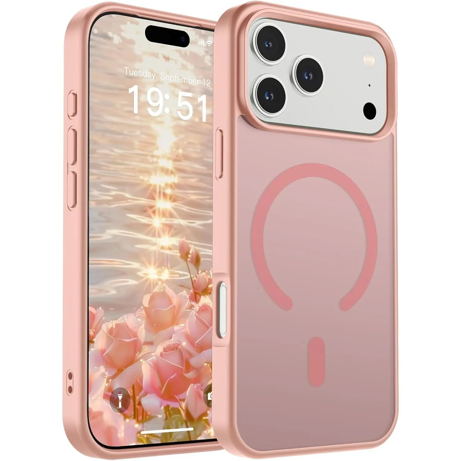 SUPFINE Magnetic Polyurethane Hybrid Phone Case for iPhone 17 Pro Max 2025 - MagSafe-Compatible, Military Grade Drop Protection, Translucent Matte Shockproof Anti-Fingerprint Wireless Accessory for iPhone Users, Pink, Phone Accessories