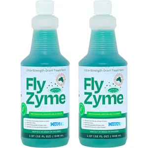 Fly-Zyme, Highly Concentrated Enzyme Drain Cleaner for Pipes, Drain Gel for Fruit Flies,   Degrader & Odor Neutralizer, 32 fl oz, Pack of 2