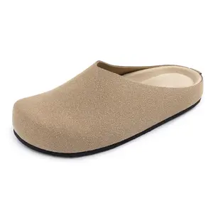 Athlefit Women's Slip On Suede Clogs Comfortable Cork Footbed Mules Shoes with Arch Support for Nurse Work Outdoor Travel Brown Footwear