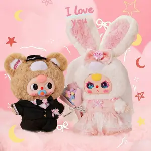 Baby Three Lovely Wedding 400% Series Blind Box - Large Size Kawaii Bunny Couple Mystery Box, Romantic Town Theme Decor & Emotional Companion, Cute Collectible Vinyl Plush Toy, Wedding Gift for Her, Home Desk Ornament