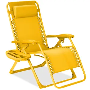 Best Choice Products Monochromatic Zero Gravity Chair, Folding Patio Recliner w/Side Tray, Headrest