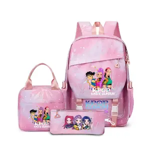 2026 New KPOP Witch Hunters Three-piece Backpack Set, College Style Lightweight School Bag