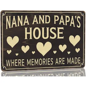 Rustic Wooden "Nana and Papa'S House" Metal Sign - Vintage Arts Decor for Grandparents, Ideal for Living Room, Garage, Garden - Perfect for Father'S Day, Mother'S Day, Grandparents Day Gifts