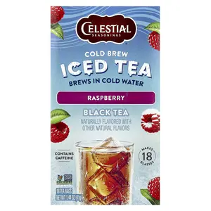 Celestial Seasonings Cold Brew Iced Tea, Black Tea, Raspberry, 18 Tea Bags, 1.44 oz (41 g)