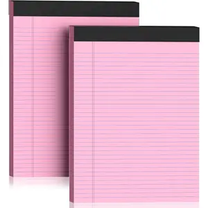2 Pack Legal Pads 8.5 x 11 College Ruled 100 Sheets Pink Note Pads 8.5" x 11" Lined Paper Chipboard-Backed Notepad with -Perforated Notebook Paper for Office & School Supplies 50 Sheets/Pad